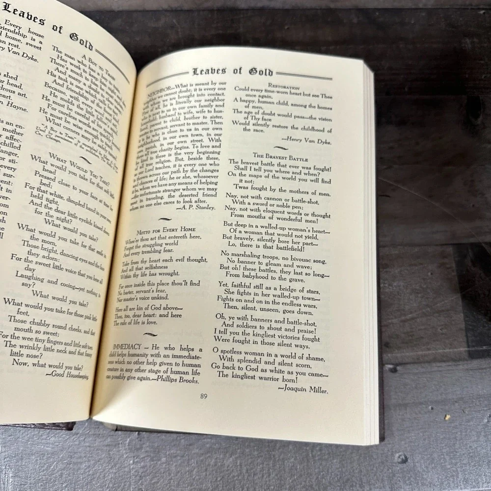 Vintage Leaves of Gold, An Anthology of Prayers Memorable Phrases 1948 HC